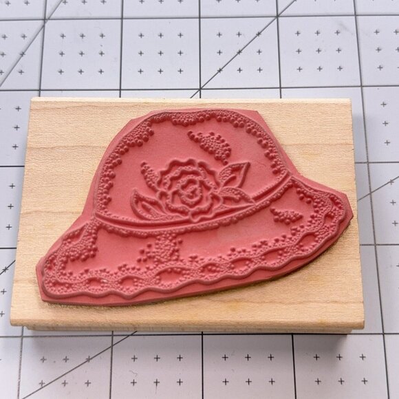 Rose Hat  Rubber Stamp Ann-ticipations Spring Summer Flower Garden Fashion Craft - Picture 2 of 5